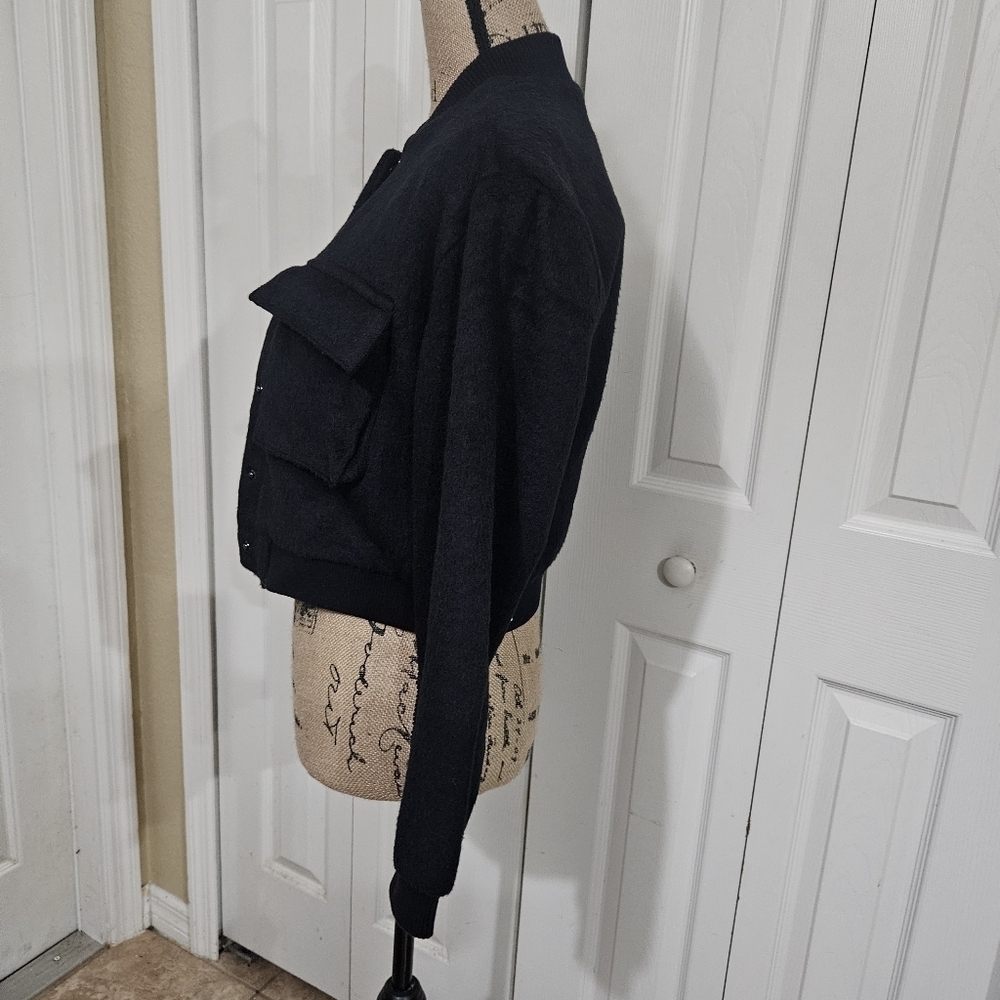 New Madden NYC Black Cargo Bomber Jacket Size XS - Picture 4 of 14